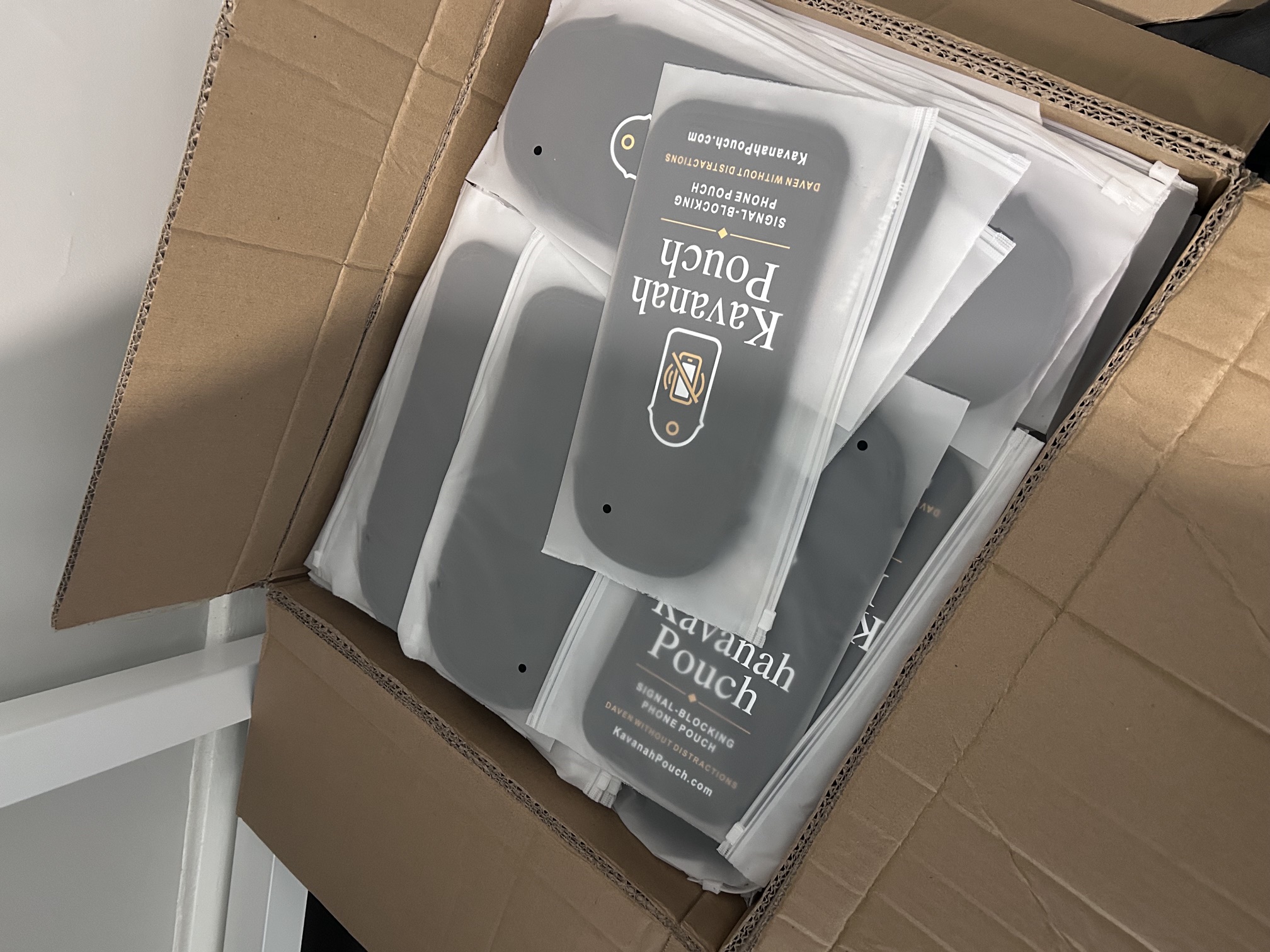 The first shipment of Kavanah Pouches, fresh from the factory